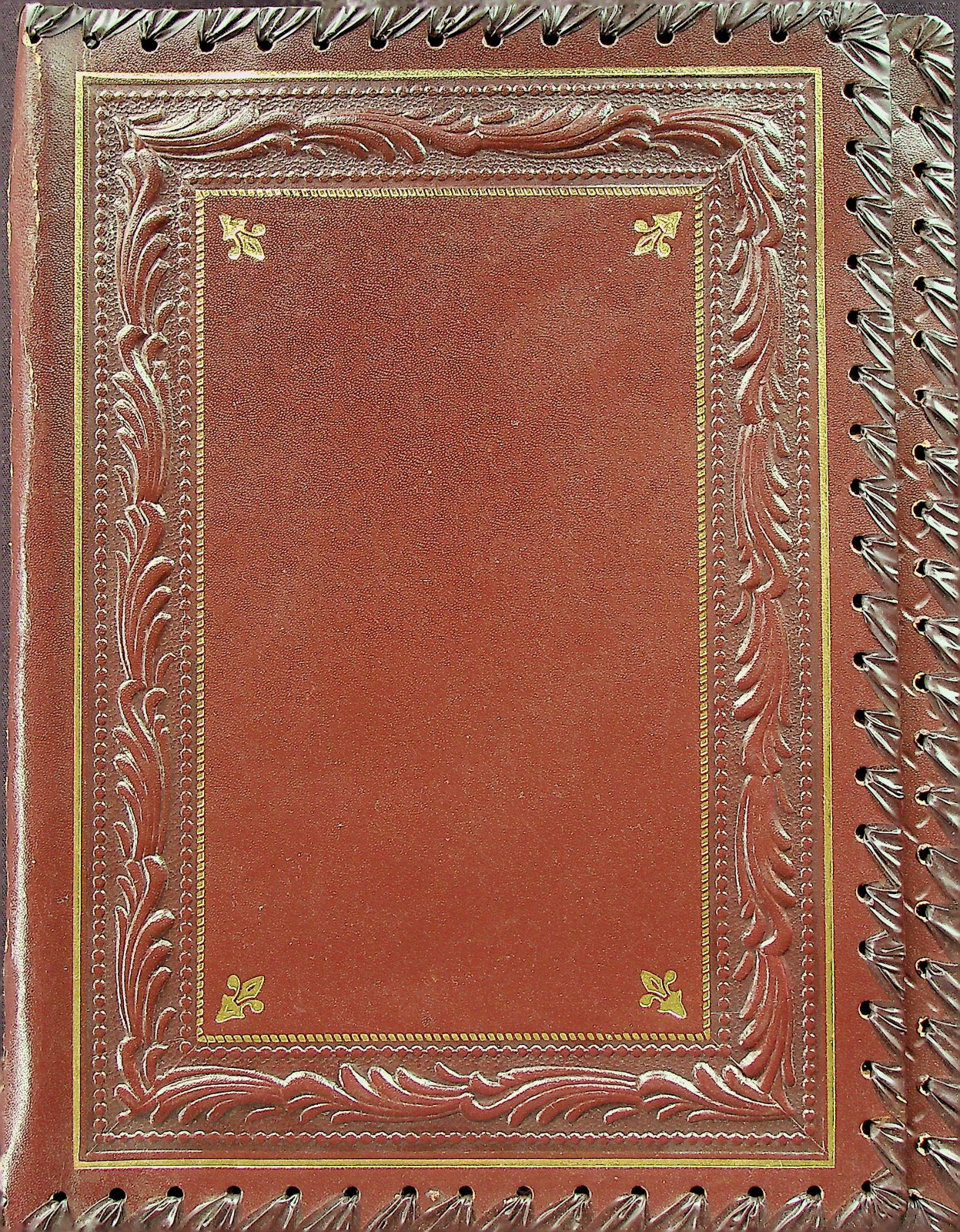 Tooled Leather Portfolio with 2 Inside Pouches - Italy - Vintage