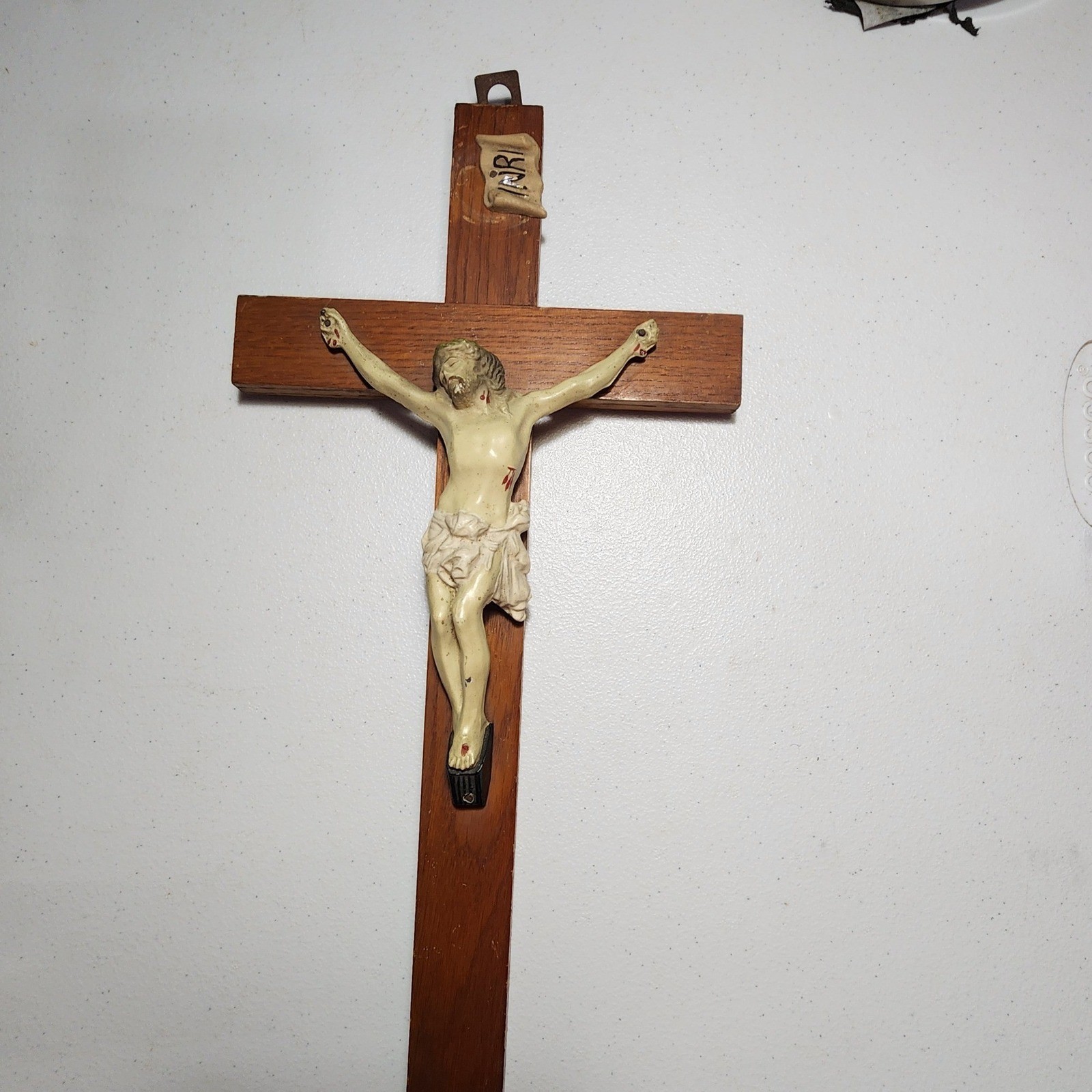 Vintage Large Wood Wall Crucifix 18.5 Inch Jesus Christ Cross INRI Plaque Vintage Large Wood Wall Crucifix 18.5 Inch Jesus Christ Cross INRI Plaque