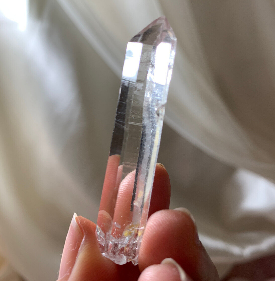 RARE GORGEOUS COLOMBIAN LEMURIAN LIGHT BRILLIANT LUSTROUS CRYSTAL POINT *3