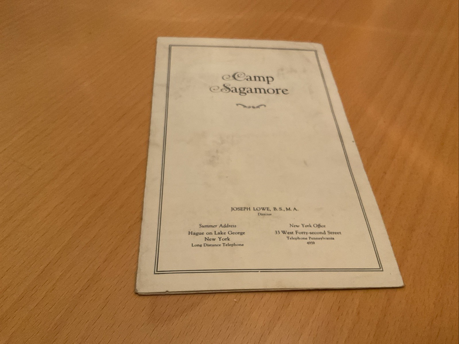 Vintage 1925 Camp Sagamore  Brochure Lake George NY 