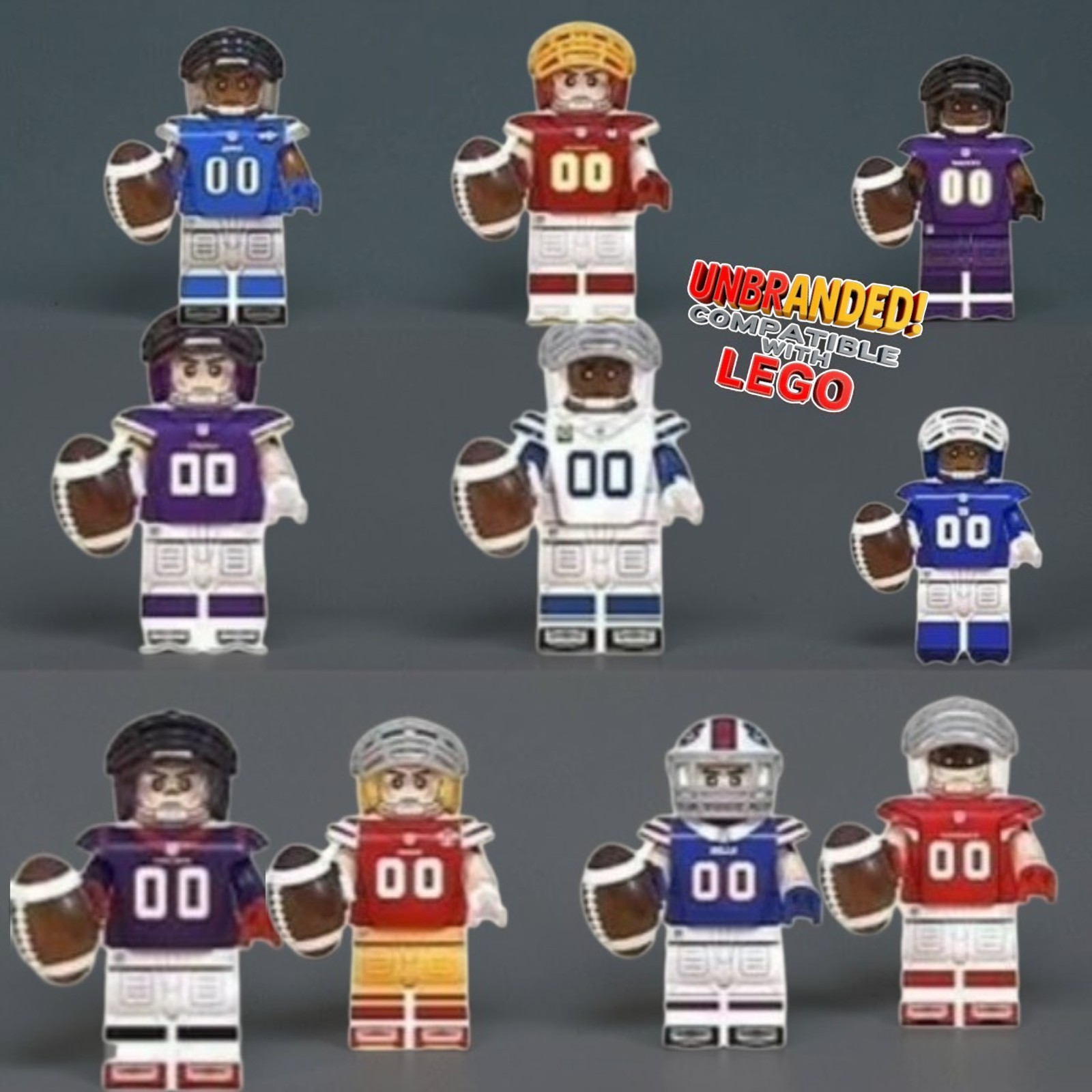Pick 1x NFL Football Team Custom Minifigure Bills Giants Colts 49ers Lions 49\'rs