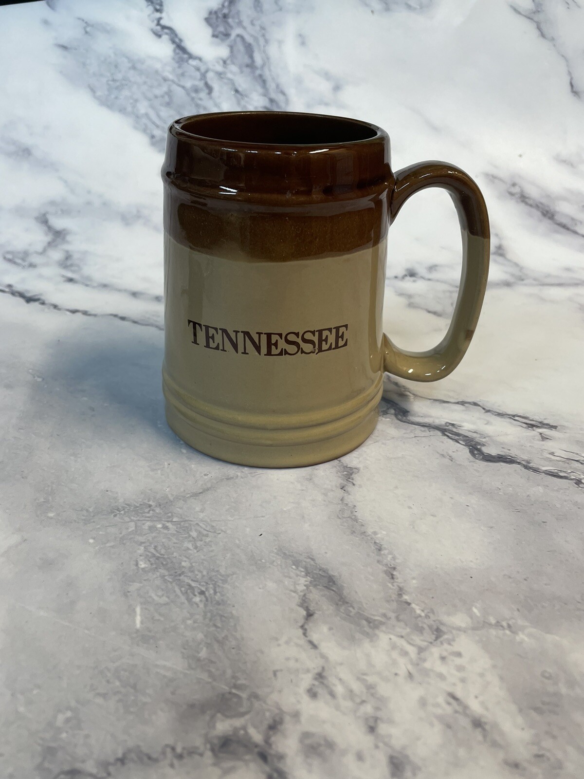 Tennessee Pottery Mug Brown Beige Glazed Souvenir Mug