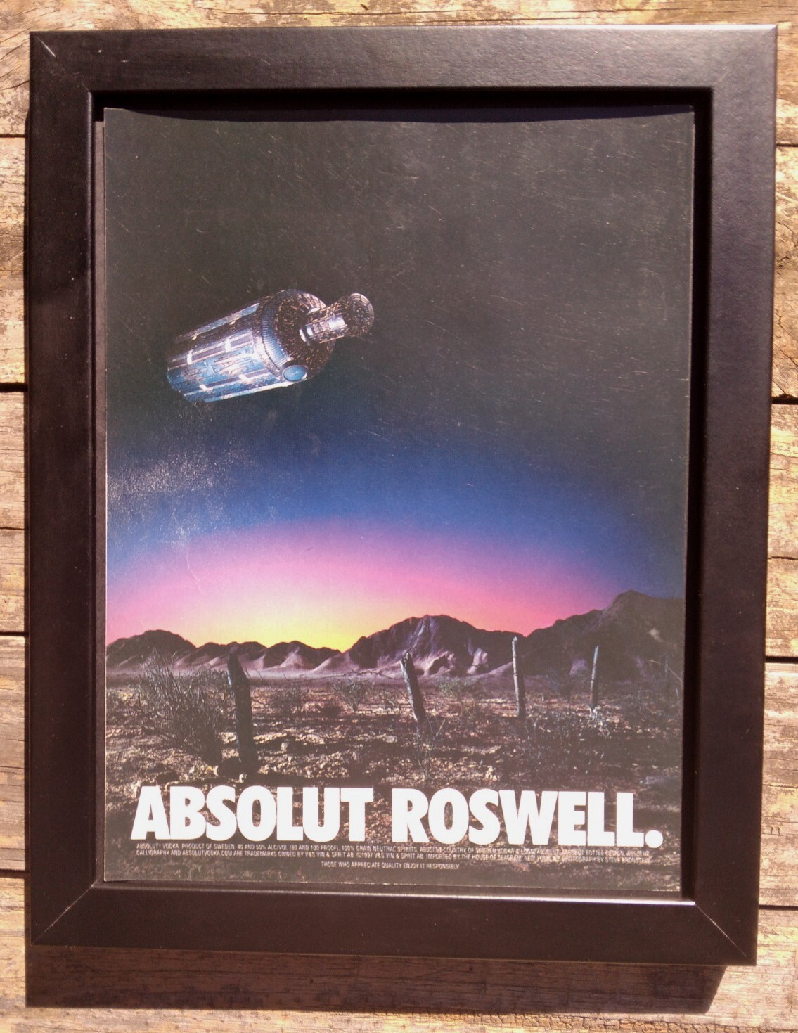 1997 Absolut ROSWELL Vintage Framed Print Ad Poster UFO SciFy Pop Art