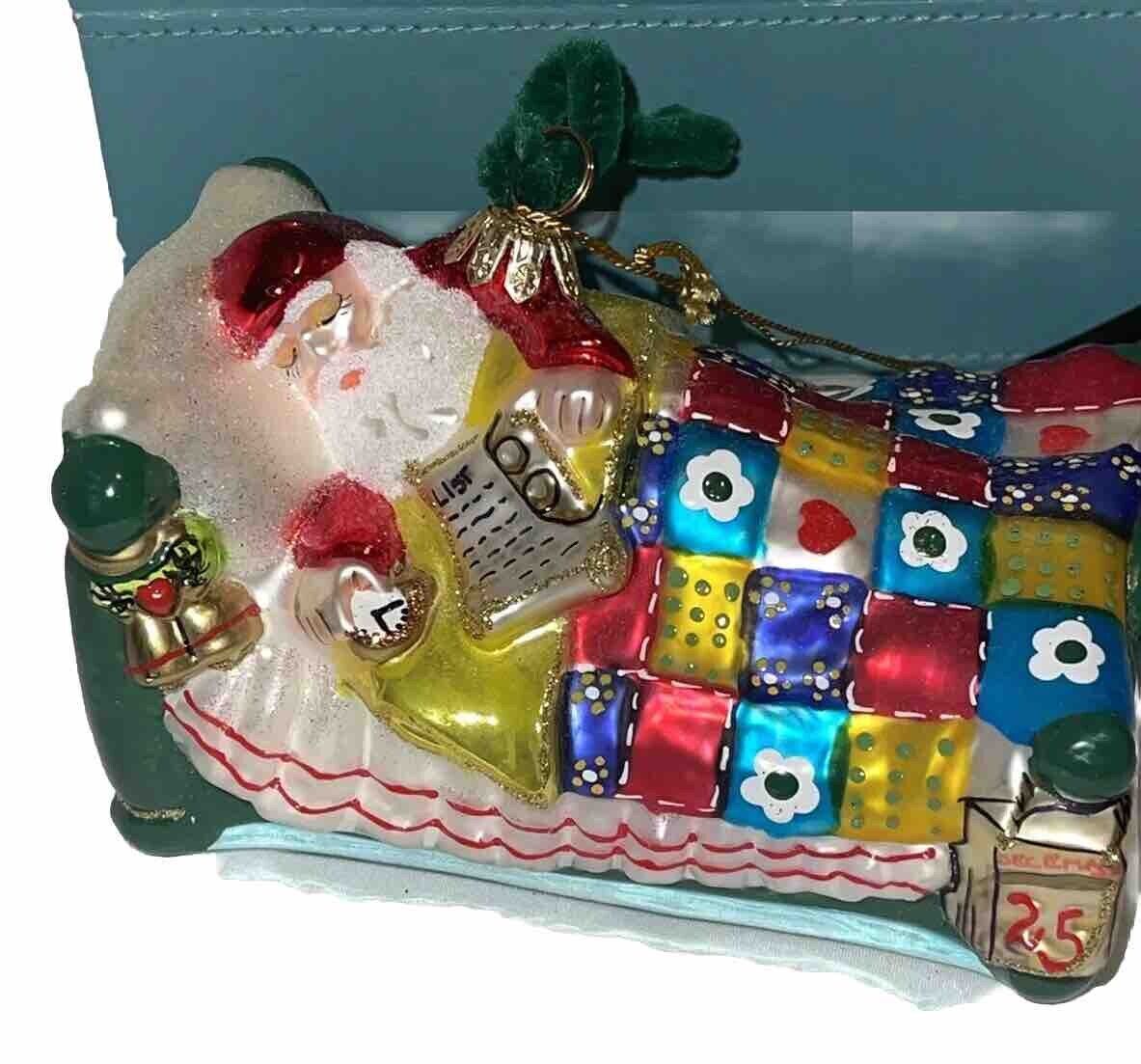 Rare Kurt Adler Polonaise Blown Glass Ornament Signed Tuckered Out Santa