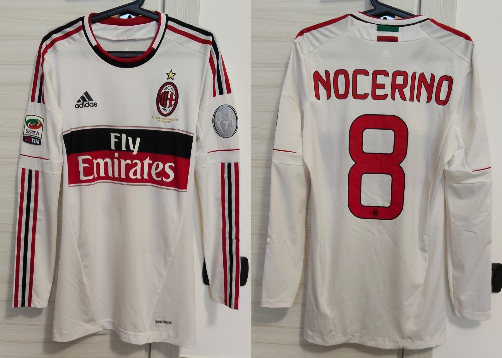 MILAN MATCH WORN FOOTBALL JERSEY N°8 NOCERINO 2012/2013 ADIDAS SHIRT FLY EMIRATES