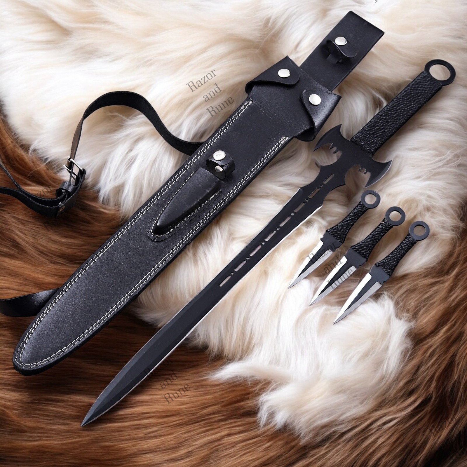 Batman Sword & Tactical Knife Set With Sheath Dark Knight Collectible Gift Item