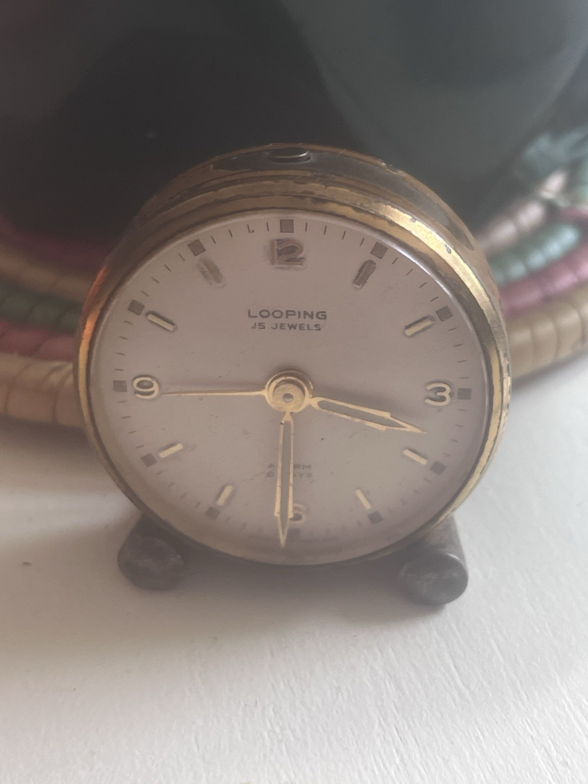 Vintage Looping 15 Jewels Swiss 8 Day Alarm Desk Clock Mechanical Repair Vintage Looping 15 Jewels Swiss 8 Day Alarm Desk Clock Mechanical Repair