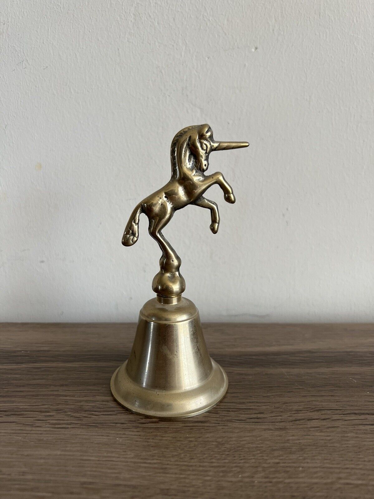 Vintage Brass Unicorn Bell With Clapper 80s 50 Tall Retro Girls Room