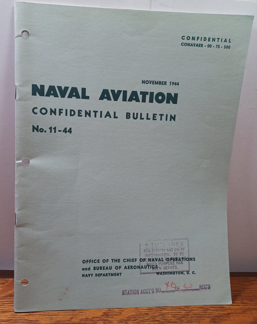 1944 Naval Aviation Confidential Bulletin Navy Dept Publication JRR6