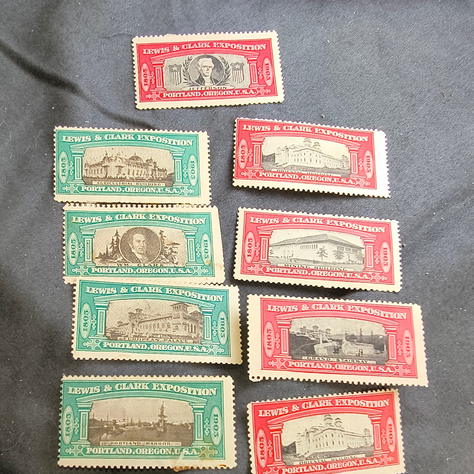 Vintage 1905 Lewis & Clark Centennial Exposition Poster Stamps Lot Portland