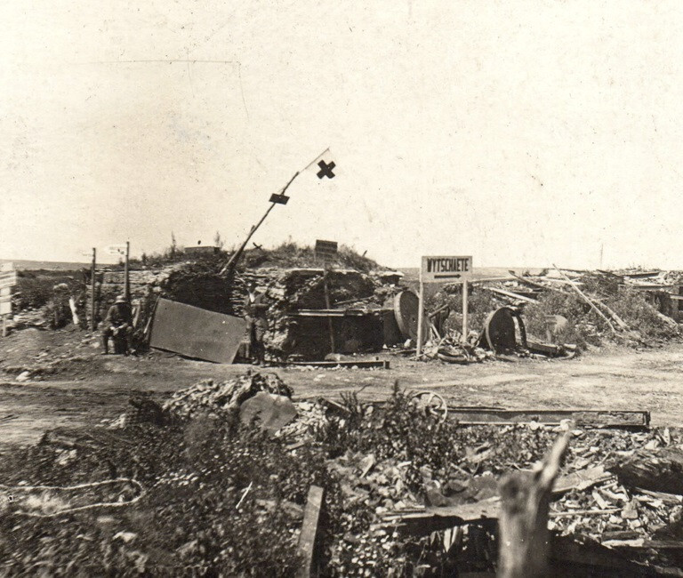 WWI German Soldier Battlefield Battle Of Messines Real Photo Postcard 