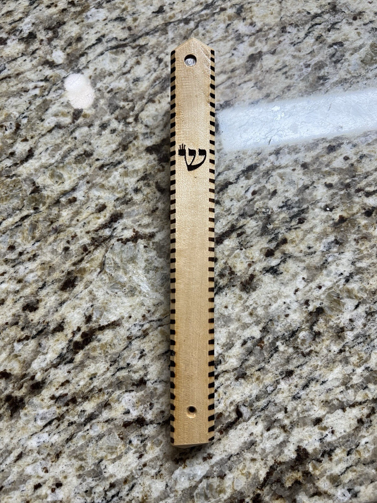 Vintage Handcrafted Wooden Mezuzah Case With Carved Shin Traditional READ