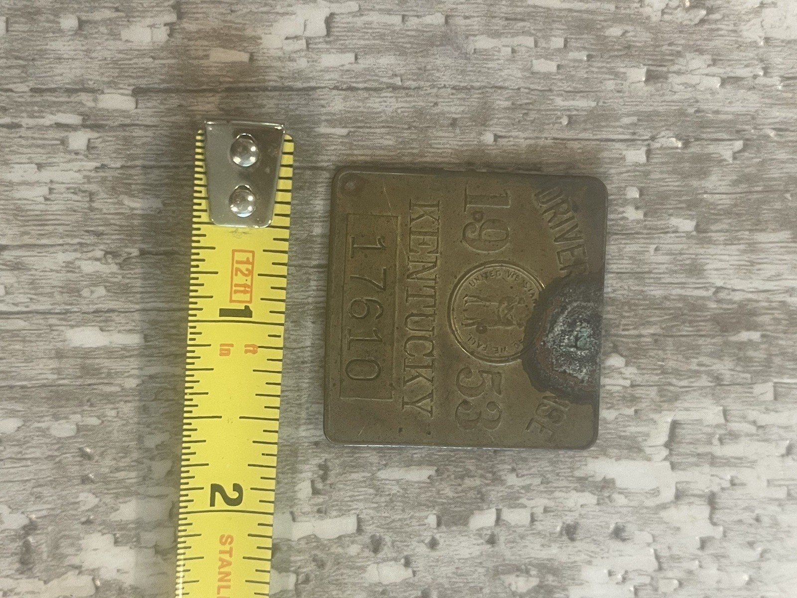 vintage 1953 Kentucky Driver's License badge FLAWS