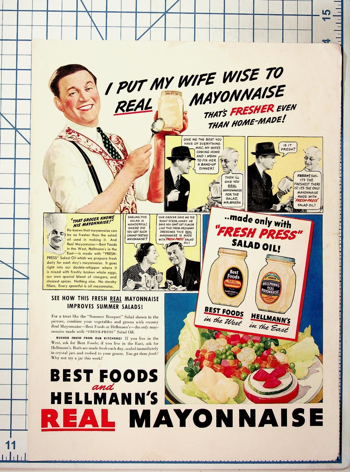 Vintage 1940s Hellmann's Best Foods Real Mayonnaise Magazine Ad