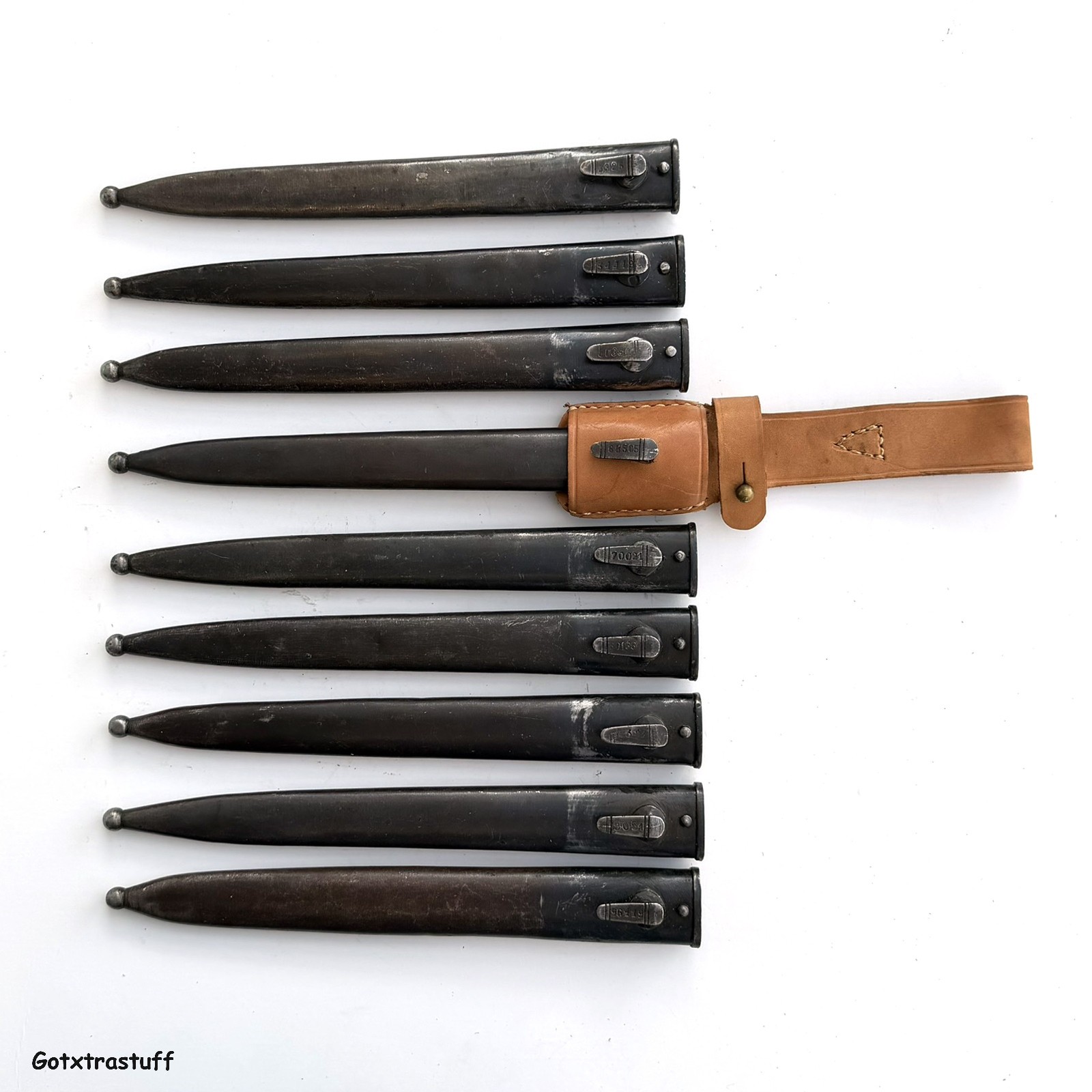 Yugo Scabbard with leather Frog for the Mauser M-48 8mm rifle Bayonet.