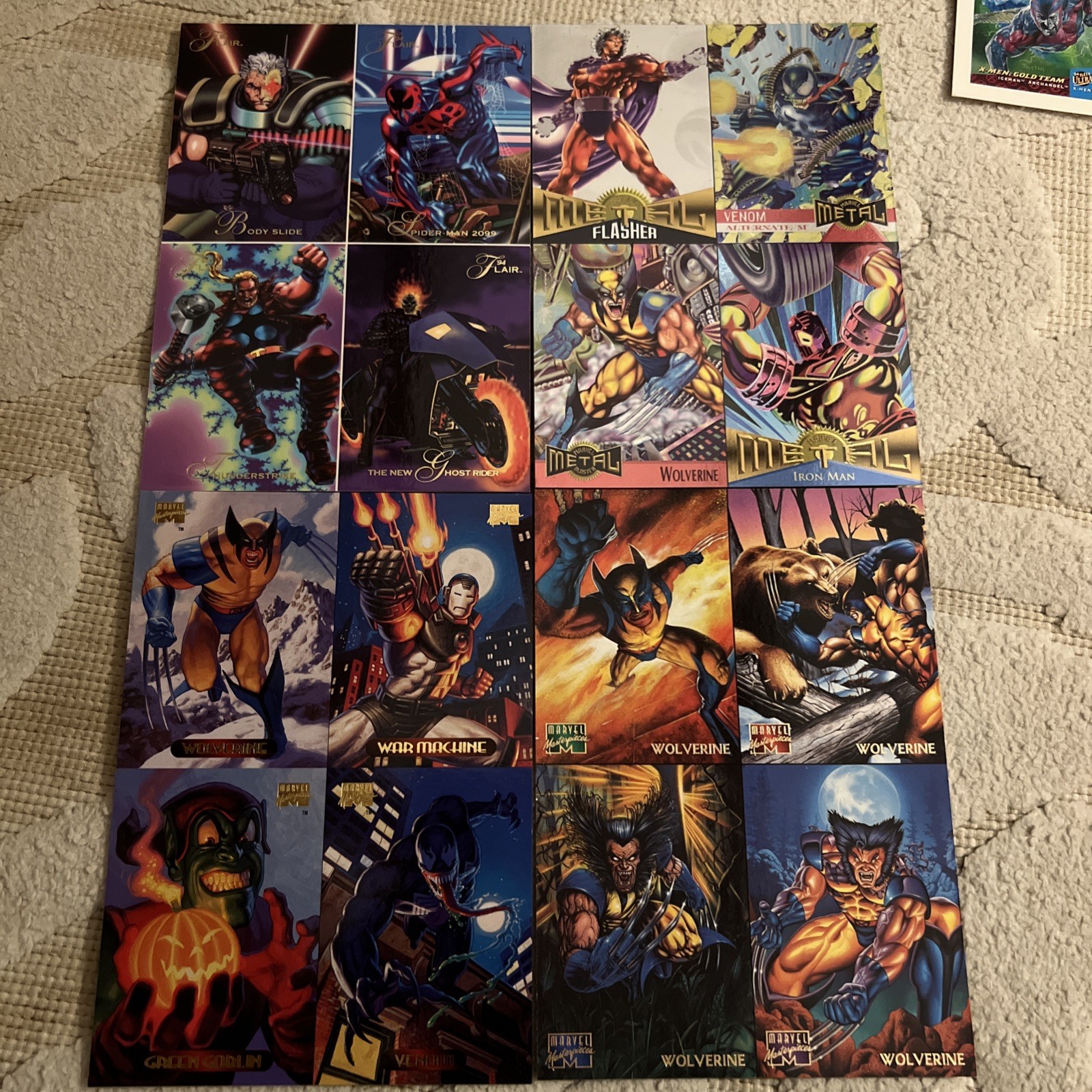 7 Comic Promos Uncut Cards Lot Marvel Masterpieces Ultra/Flair Metal 1994-95