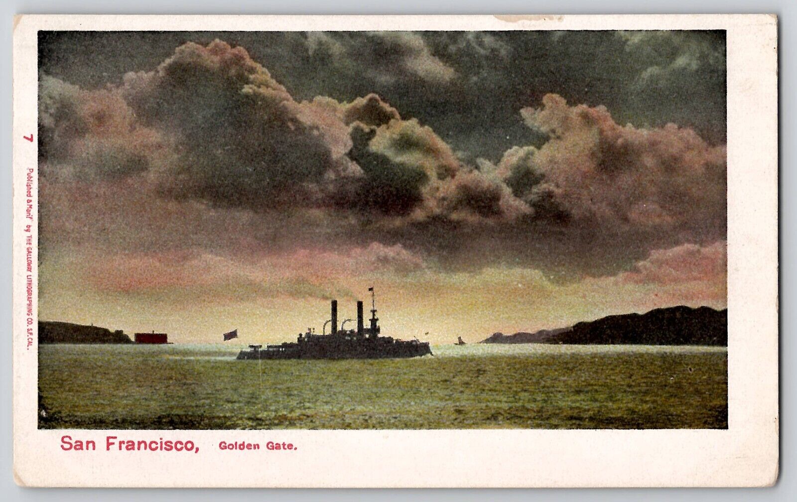 US Navy Battleship USS Oregon Golden Gate San Francisco CA UDB Postcard c1905-07