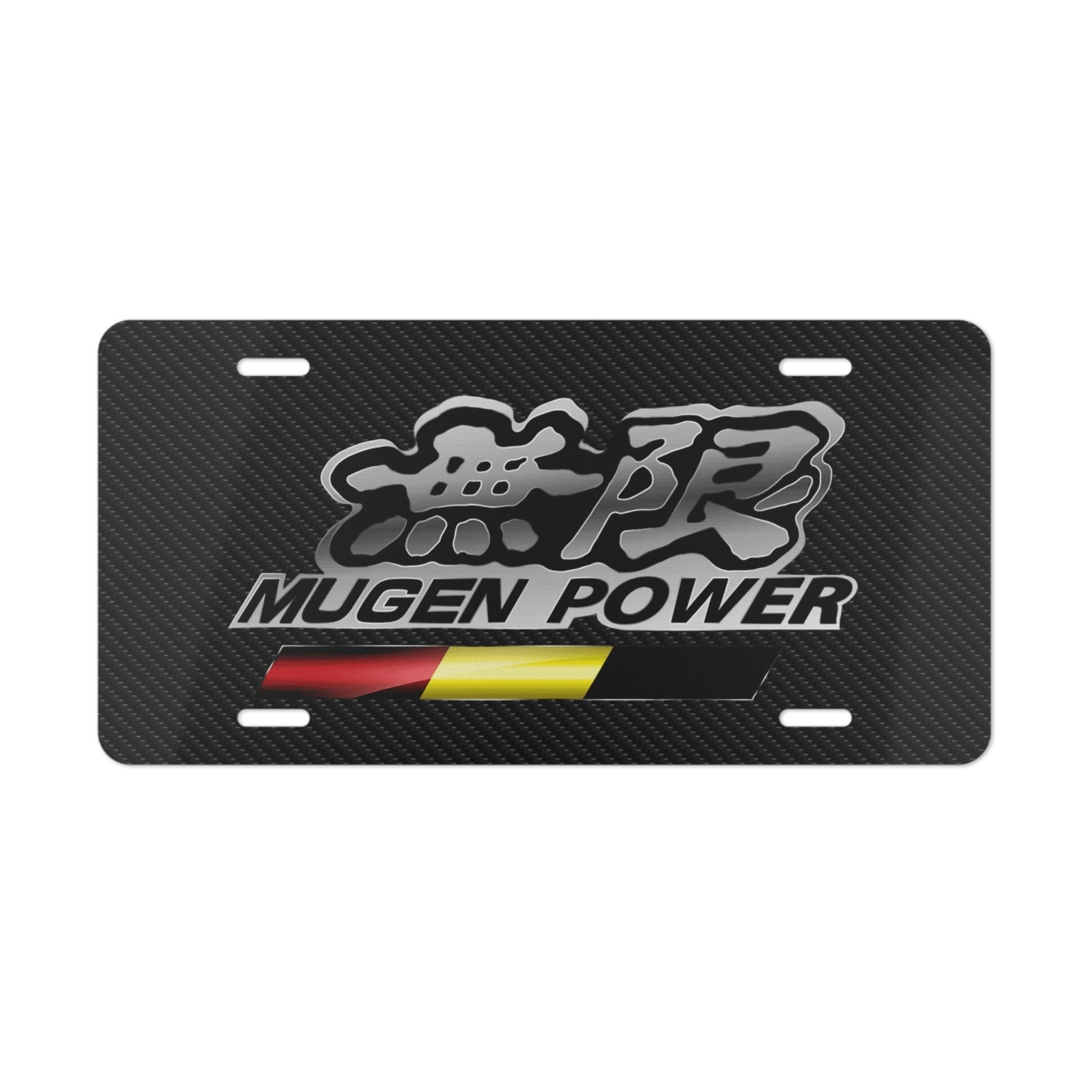 Simulated Carbon Fiber Mugen Power JDM License Plate Auto Car Tag