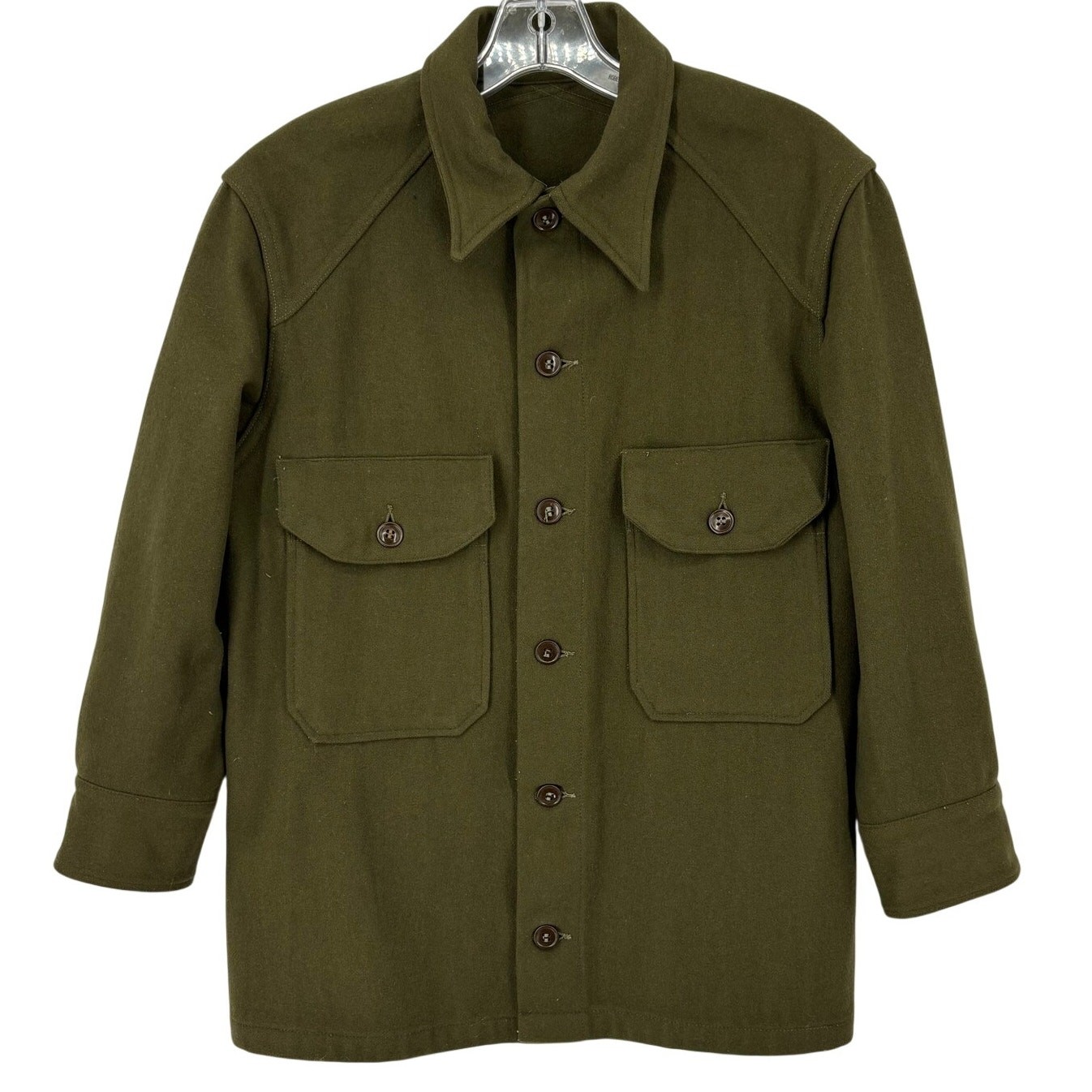 Vintage 50s Korean War Field Jacket Olive CPO Shirt Medium Wool Shacket