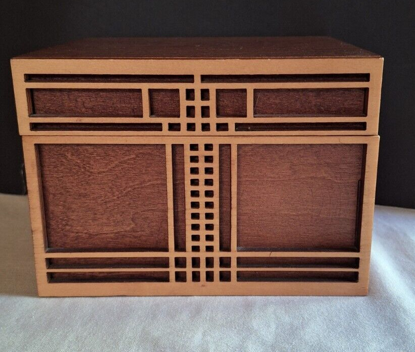 Charming and Unusual Wooden Box Frank Lloyd Wright Motif