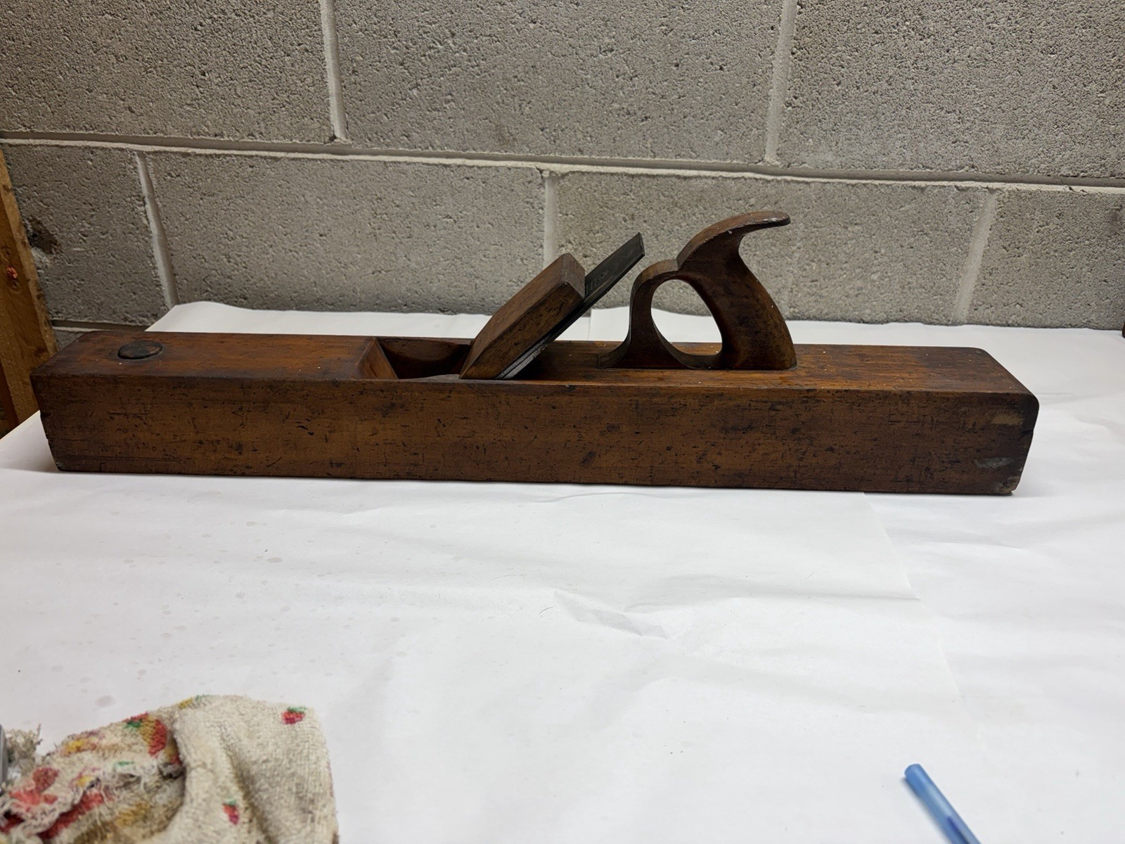 Antique Large Wooden Block Plane  26”x 3” X 3” Josiah King 373 Bowery NY