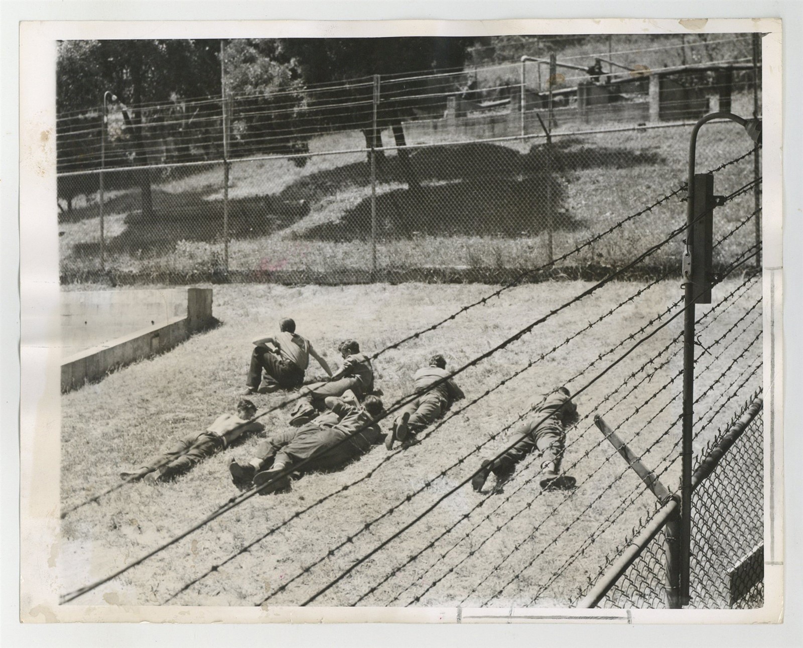 German Prisoners of War Sun Tanning 1943 Angel Island CA POW WWII Photo J15334