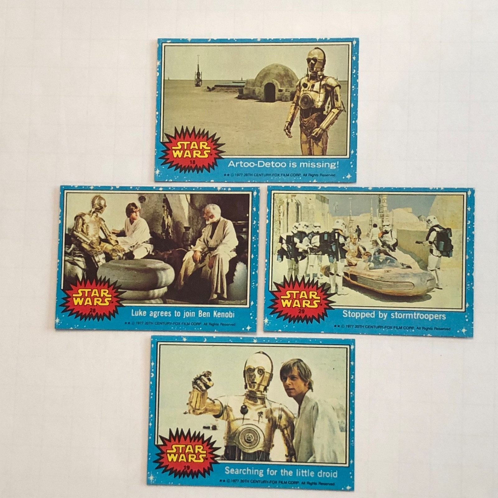 1977 Star Wars Topps Series 1 Blue Lot Of 4 Cards Luke Landspeeder Ben NM++++ 💙