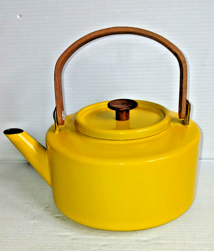 Vintage Copco Michael Lax Design #117 - Spain Yellow Enamel Tea Kettle Pot