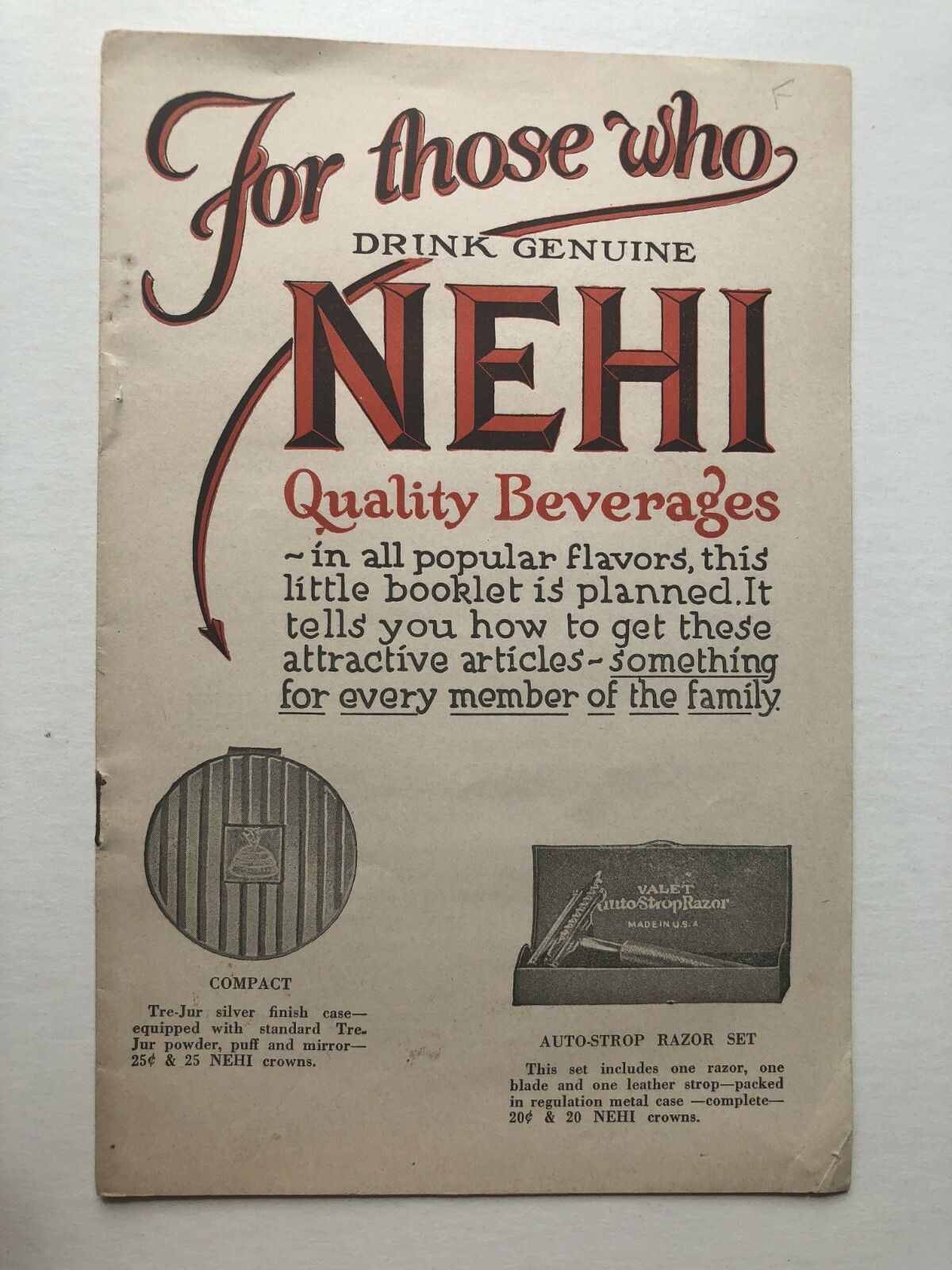 1930\'s Nehi Soda Company Premium Prize Booklet