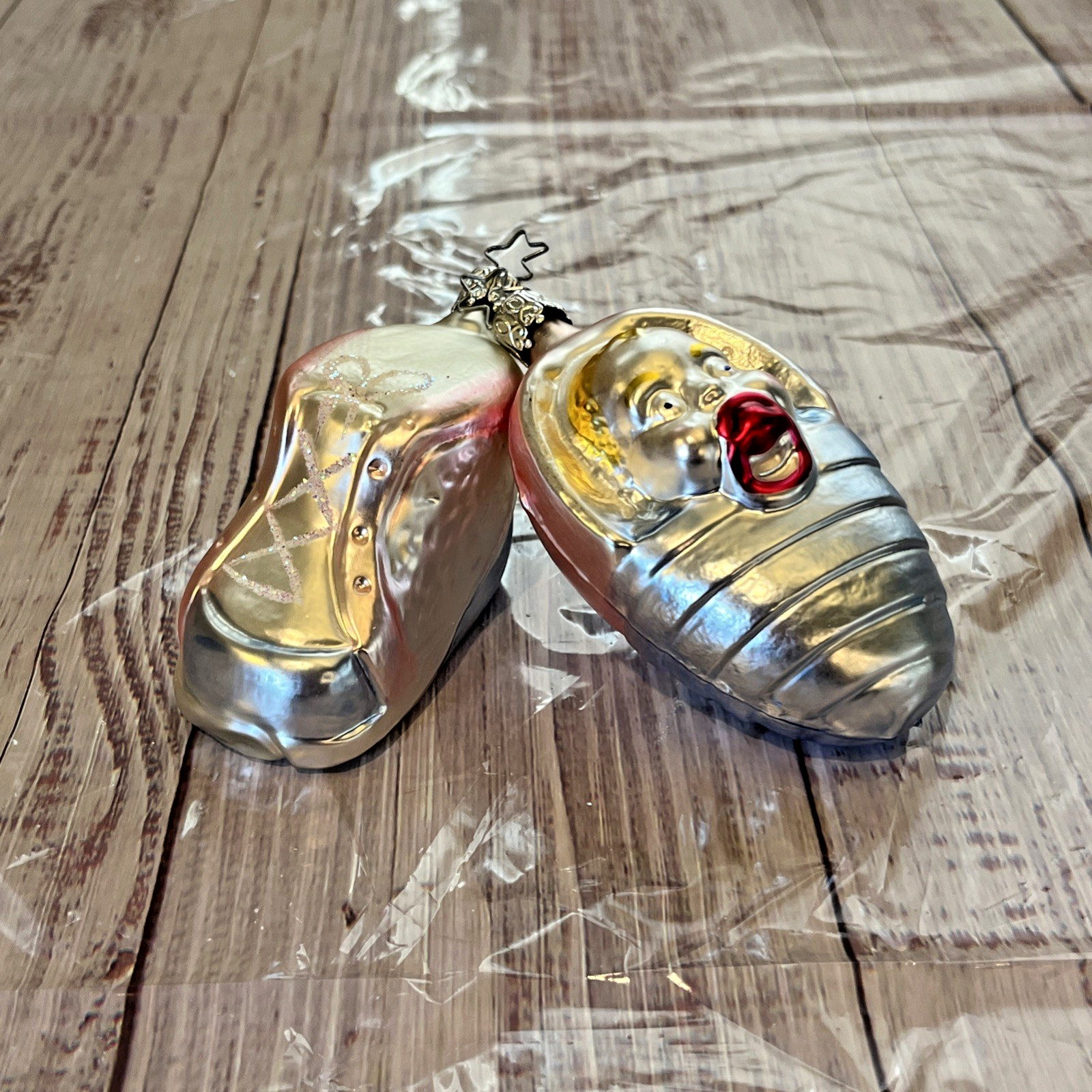 Vtg Inge Glas Blown Glass Baby Shoe Bootie 1st Christmas Ornament Germany Lot 4\
