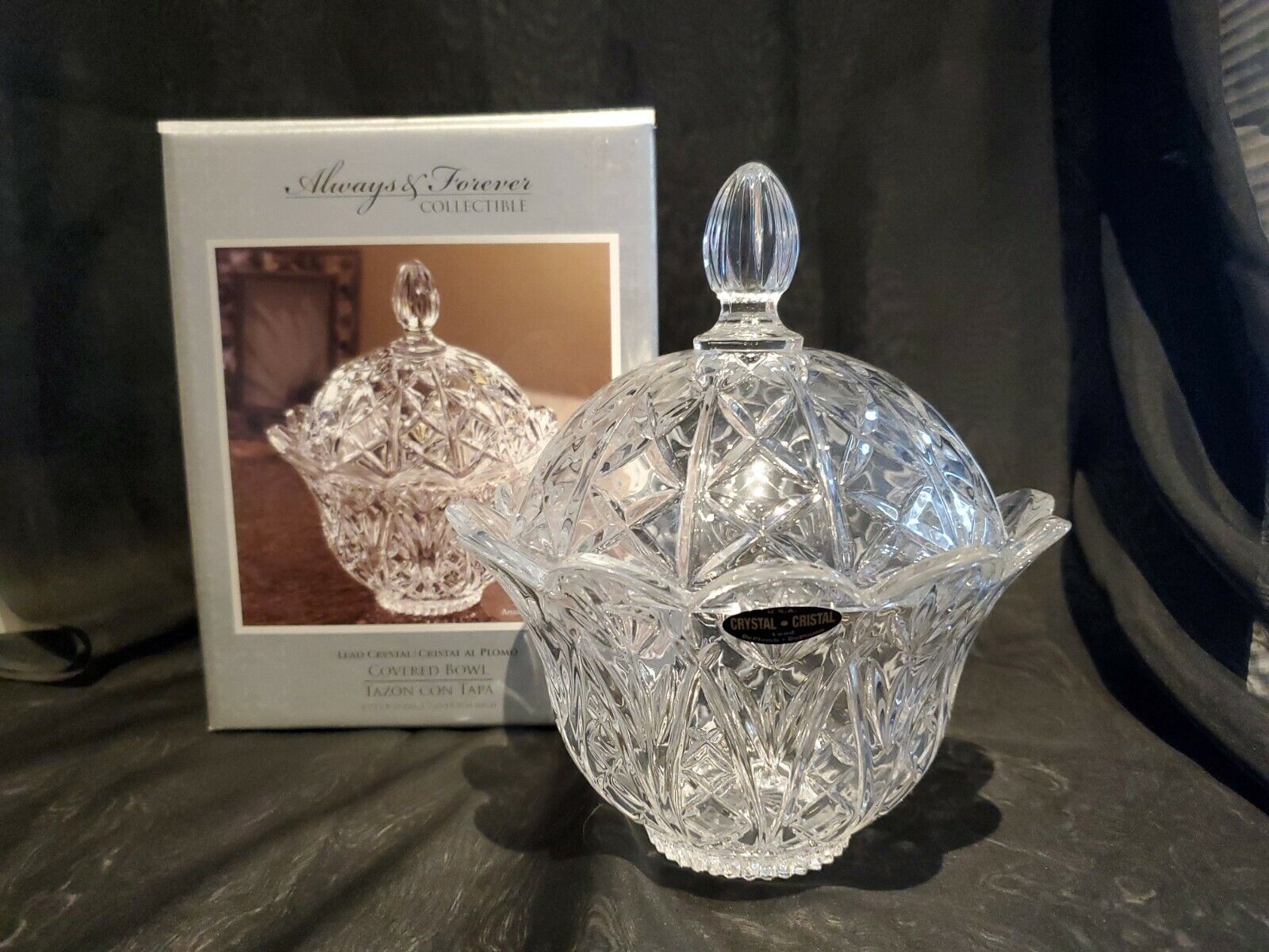 DePlomb Lead Crystal Covered Bowl Candy Dish 7.5 In Made in USA