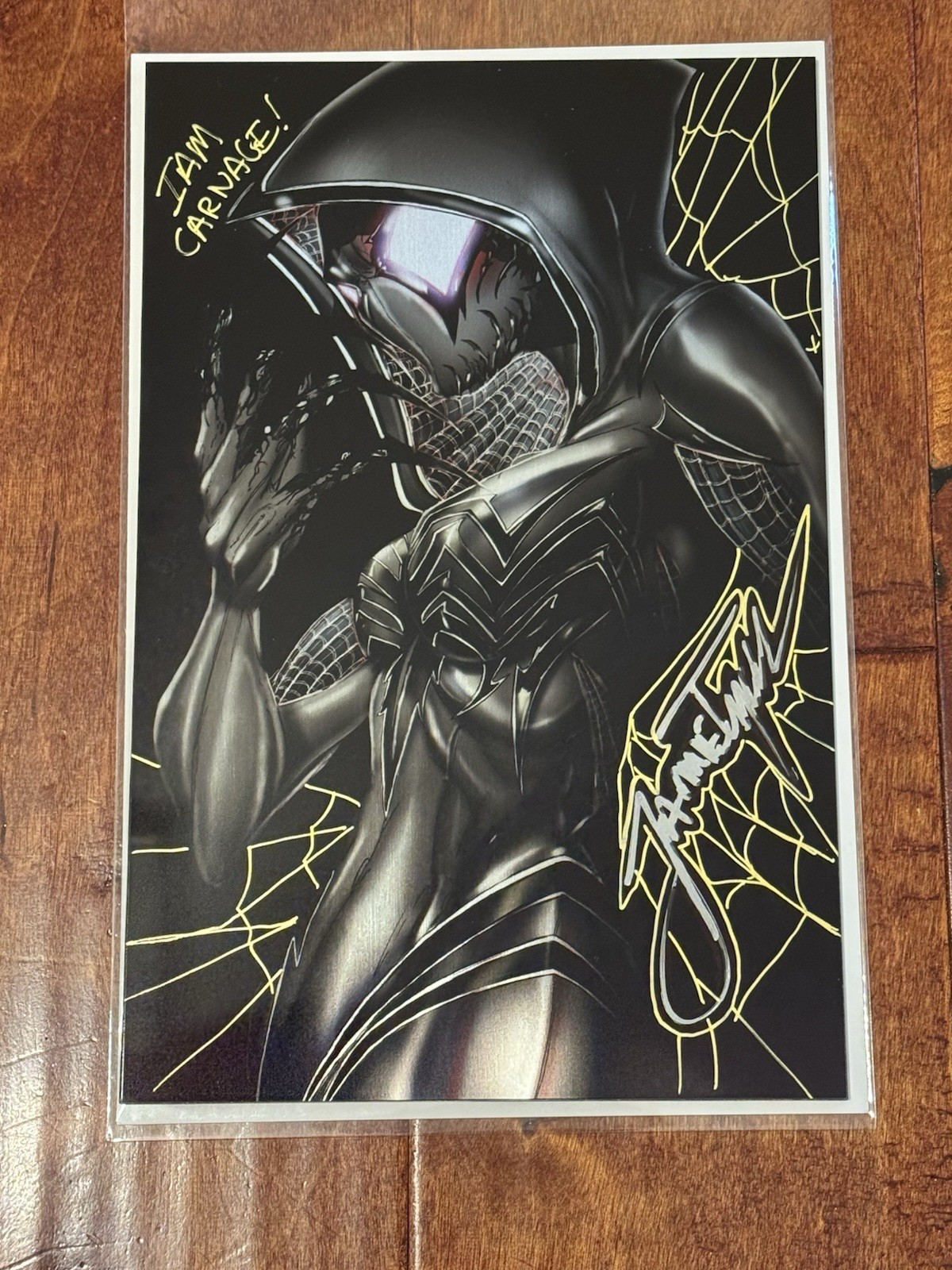 White Widow #7 Gwenom Virgin Black Metal Cover Signed & Remark By Jamie Tyndall White Widow #7 Gwenom Virgin Black Metal Cover Signed & Remark By Jamie Tyndall