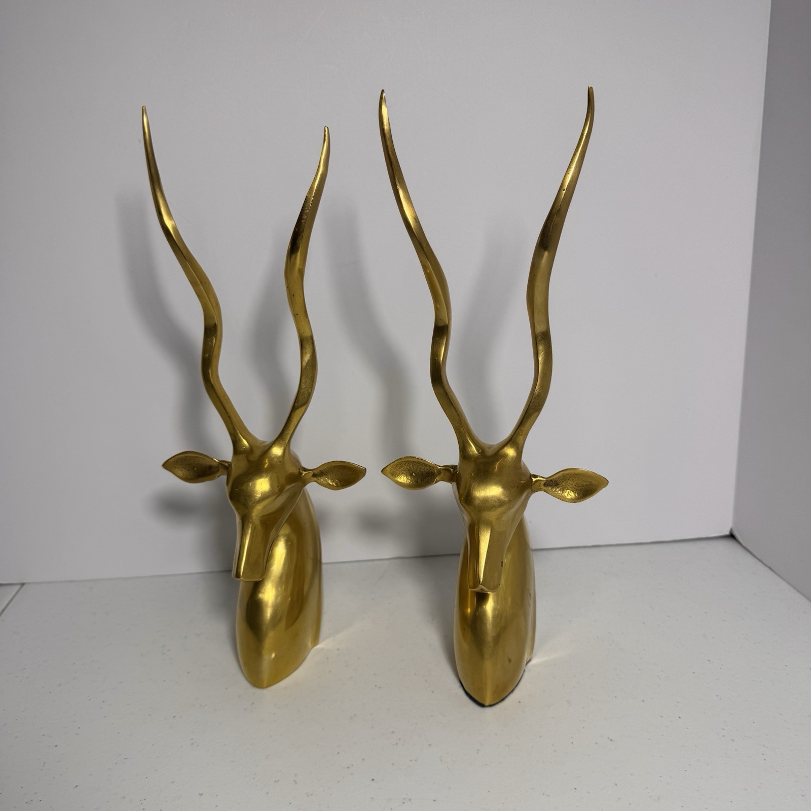 Vintage MCM BRASS Kudu Gazelle  Antelope Book Ends Set of 2