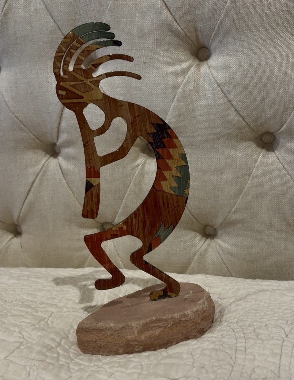 Large LazArt Kokopelli Enameled Figurine 13.5”  Southwest Sandstone Rock Look