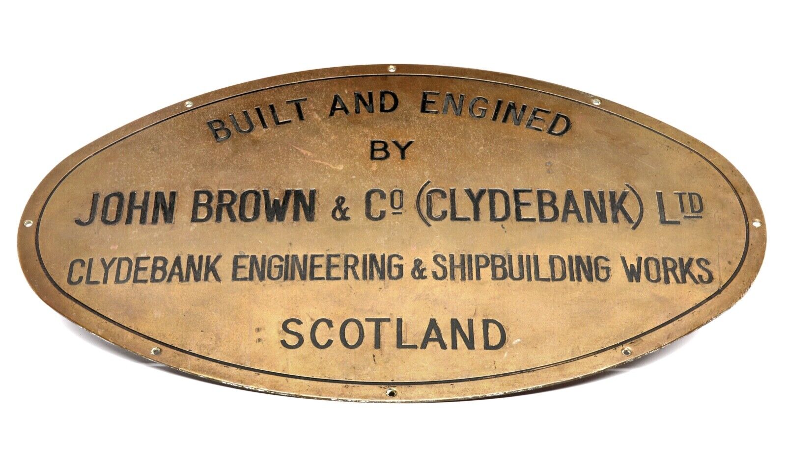 John Brown & Company Clydebank, Scotland - Shipbuilder\'s Works Bronze Plaque 