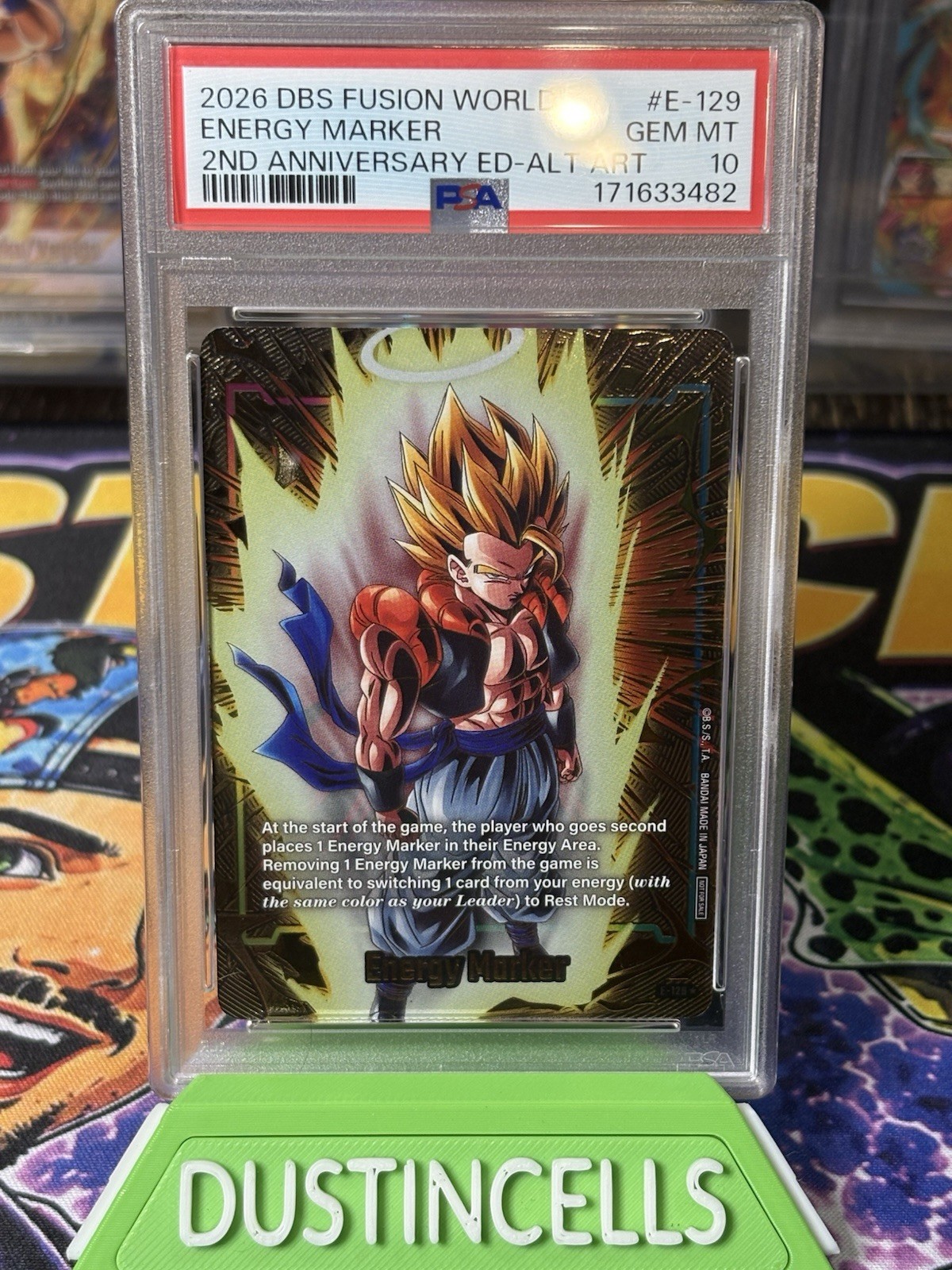 Dragon Ball Super 2026 Fusion World Energy Marker E-129 Alt Art Gogeta PSA 10