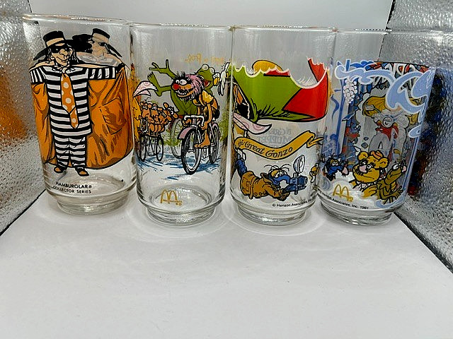 1980\'s Libbey McDonald\'s Muppets & Hamburglar (4) Glass Tumblers - NICE
