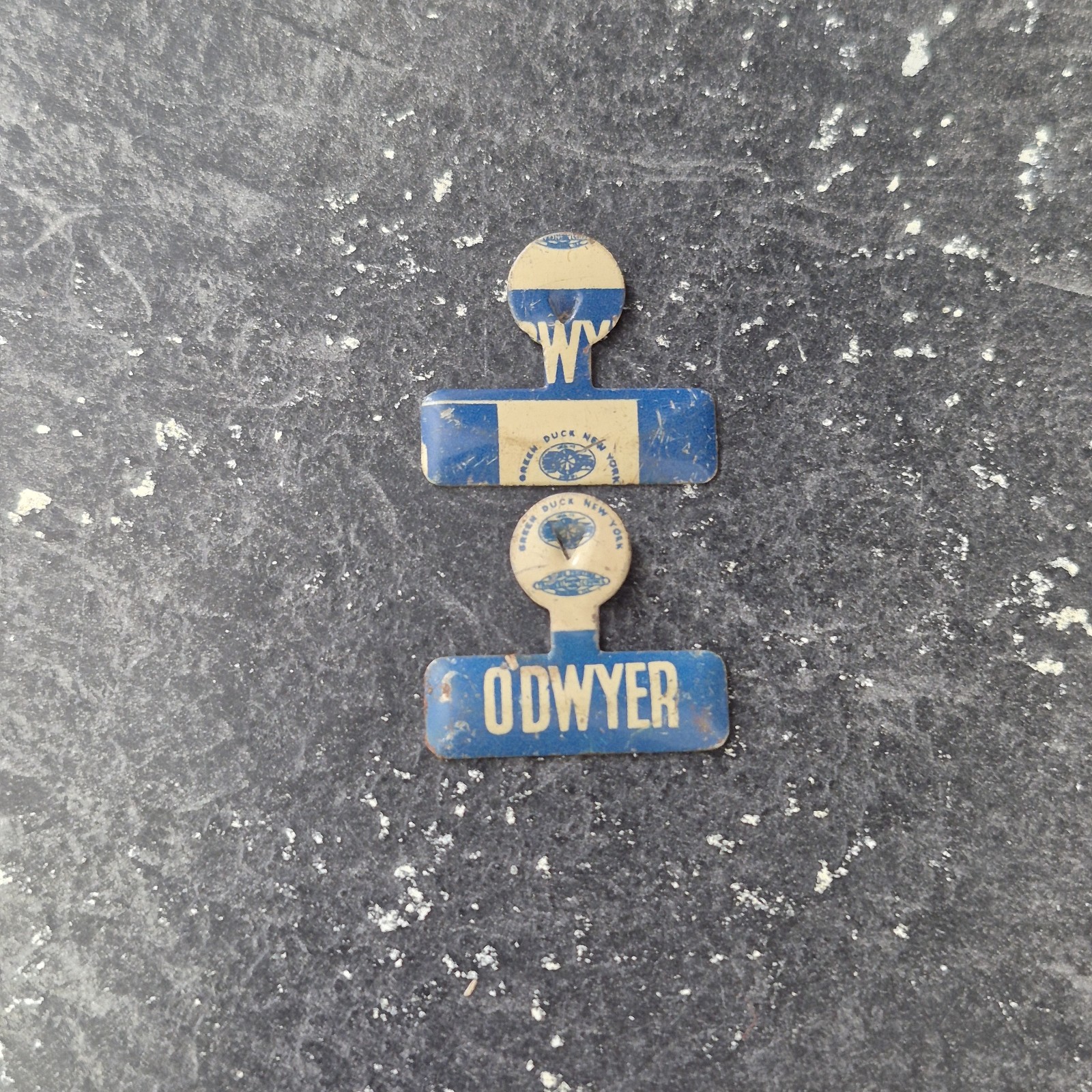 Vintage William O\'Dwyer Campaign Pin Lot Green Duck NY Error Misprint Pair