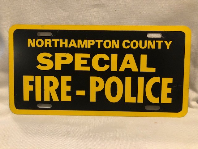 Vintage Northampton County(PA) Special Fire-Police Metal License Plate