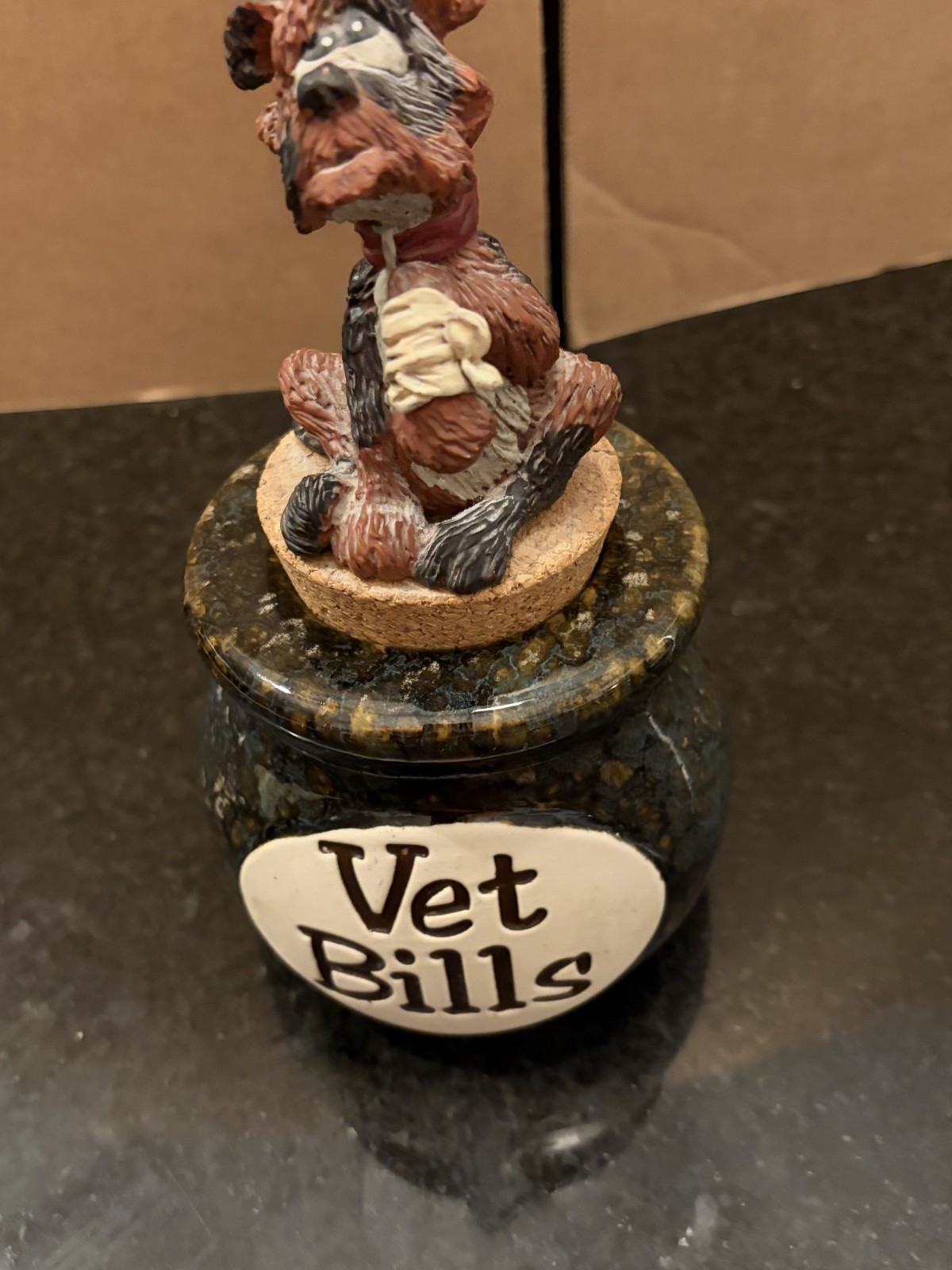 What A Concept Vet Bill Jar Dog Figurine Coin Bank Canister 7.5