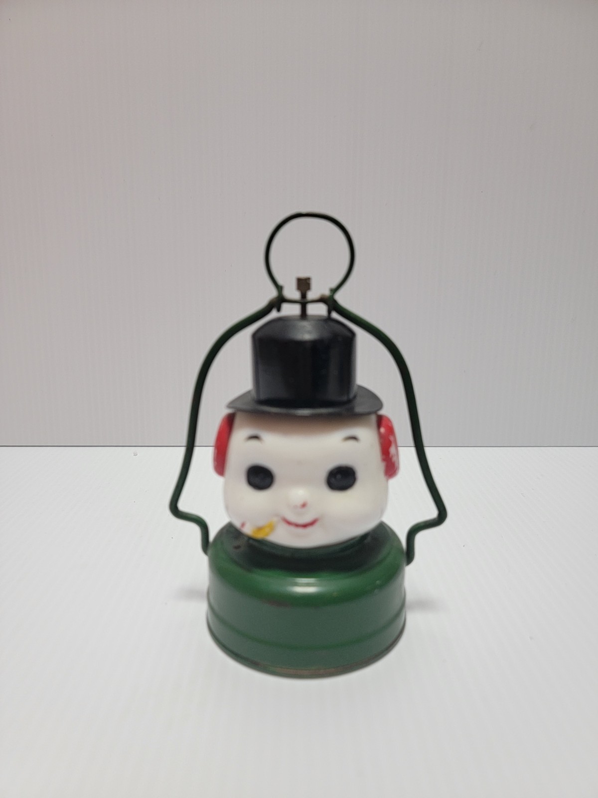 Vintage 1950\'s Amico Metal & Milk Glass Snowman Christmas Lantern *rare*