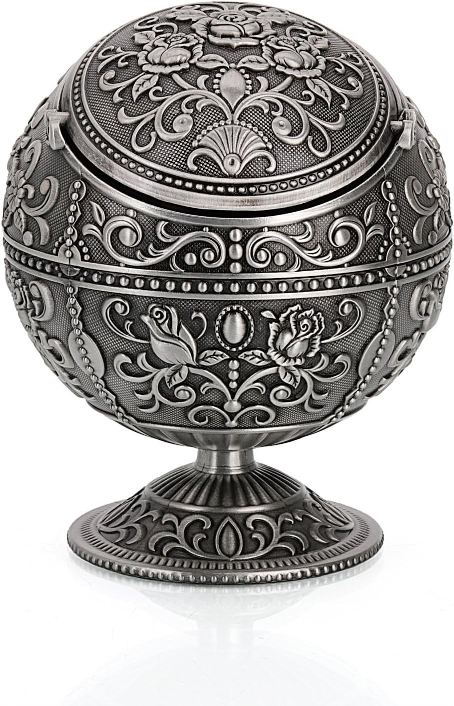 Vintage Windproof Ashtray with Lid - Elegant Push-Down Design for Home & Outdoor