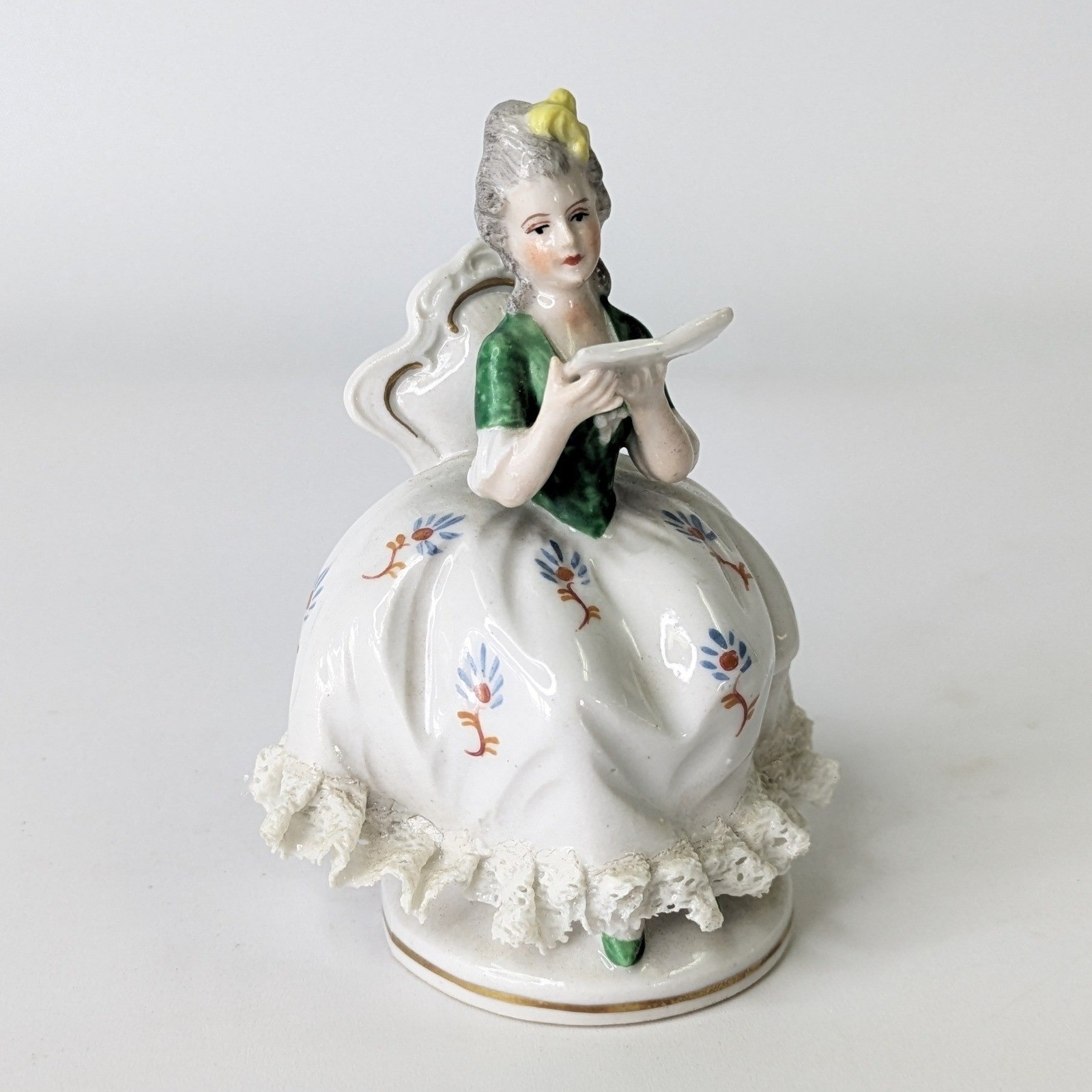 Vintage Heubach Unterweissbach Germany Lace Porcelain Figurine Lady Reading 8314