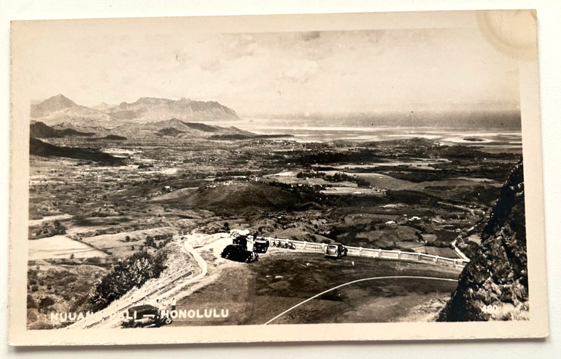 Vintage Nuuanu Pali Honolulu Hawaii RPPC Real Photo Postcard Cars Unused EKC