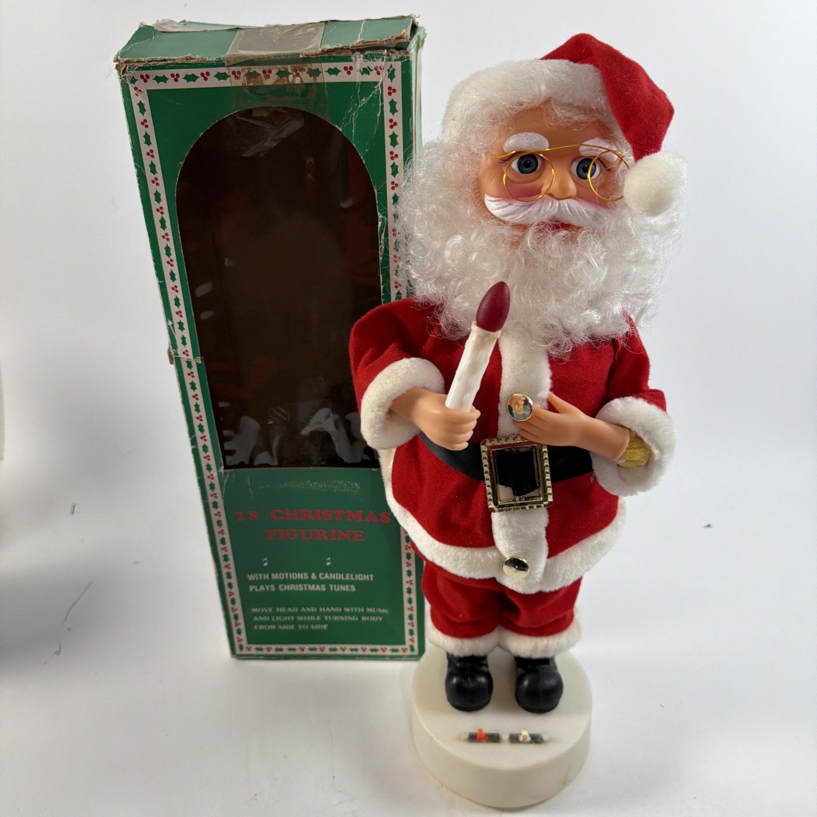 Vintage Telco Motion-ettes Christmas Santa 1989 Musical Animated with Box Works