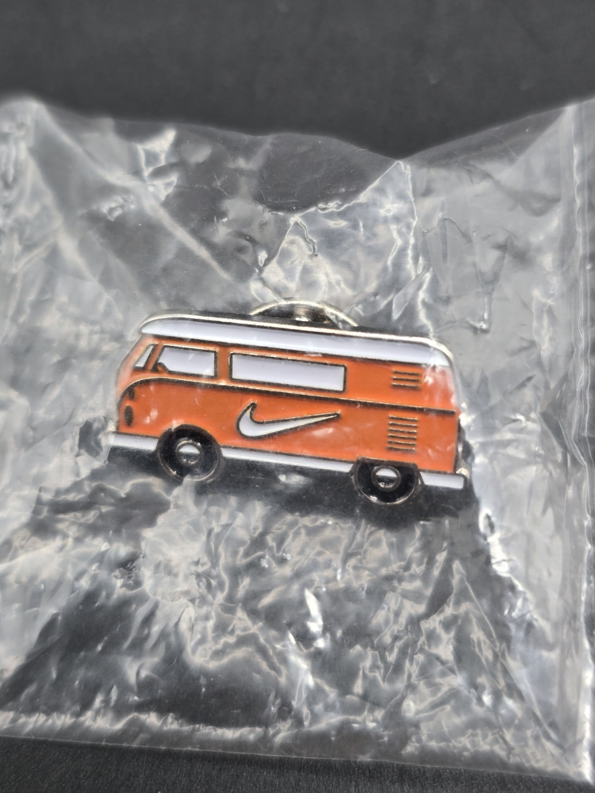 Rare Nike Orange VW Van Enamel Lapel Pin Volkswagen Swoosh Vtg