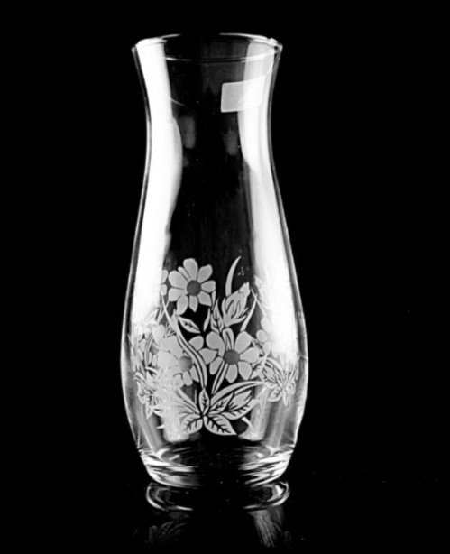 Vintage antique EAPG 1888 Pasabahce Etched glass clear 7” bud vase flowers