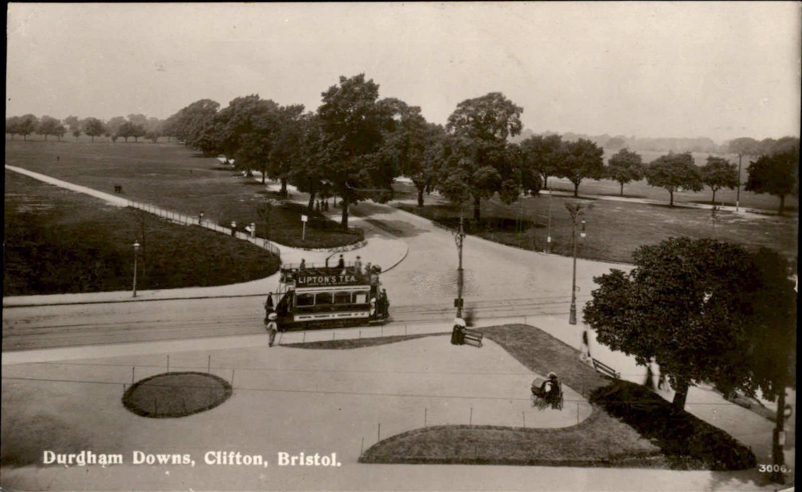 Clifton Bristol Durdham Downs Trolley Tram Car c1910 Real Photo Vintage Postcard