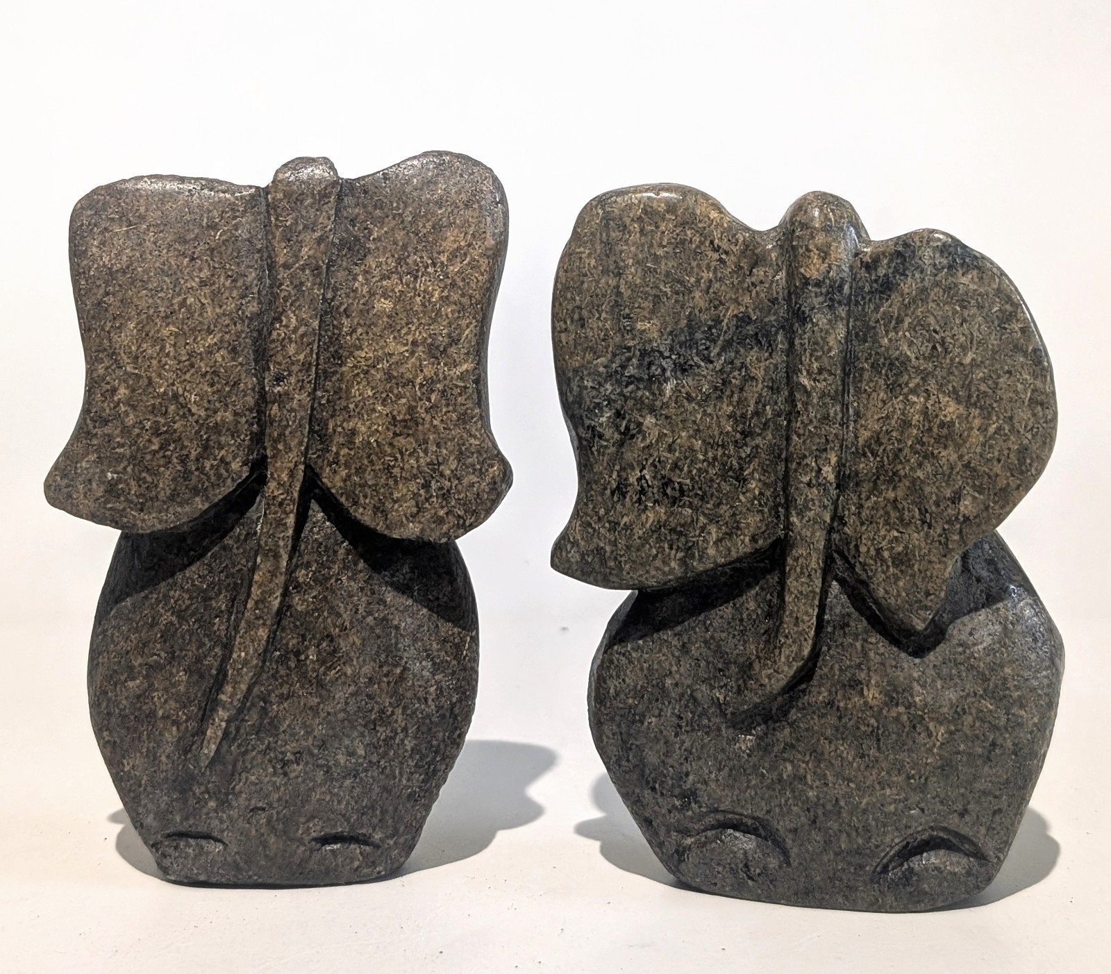 Shona Serpentine Stone Elephant African Abstract Sculpture Boho Carved Decor
