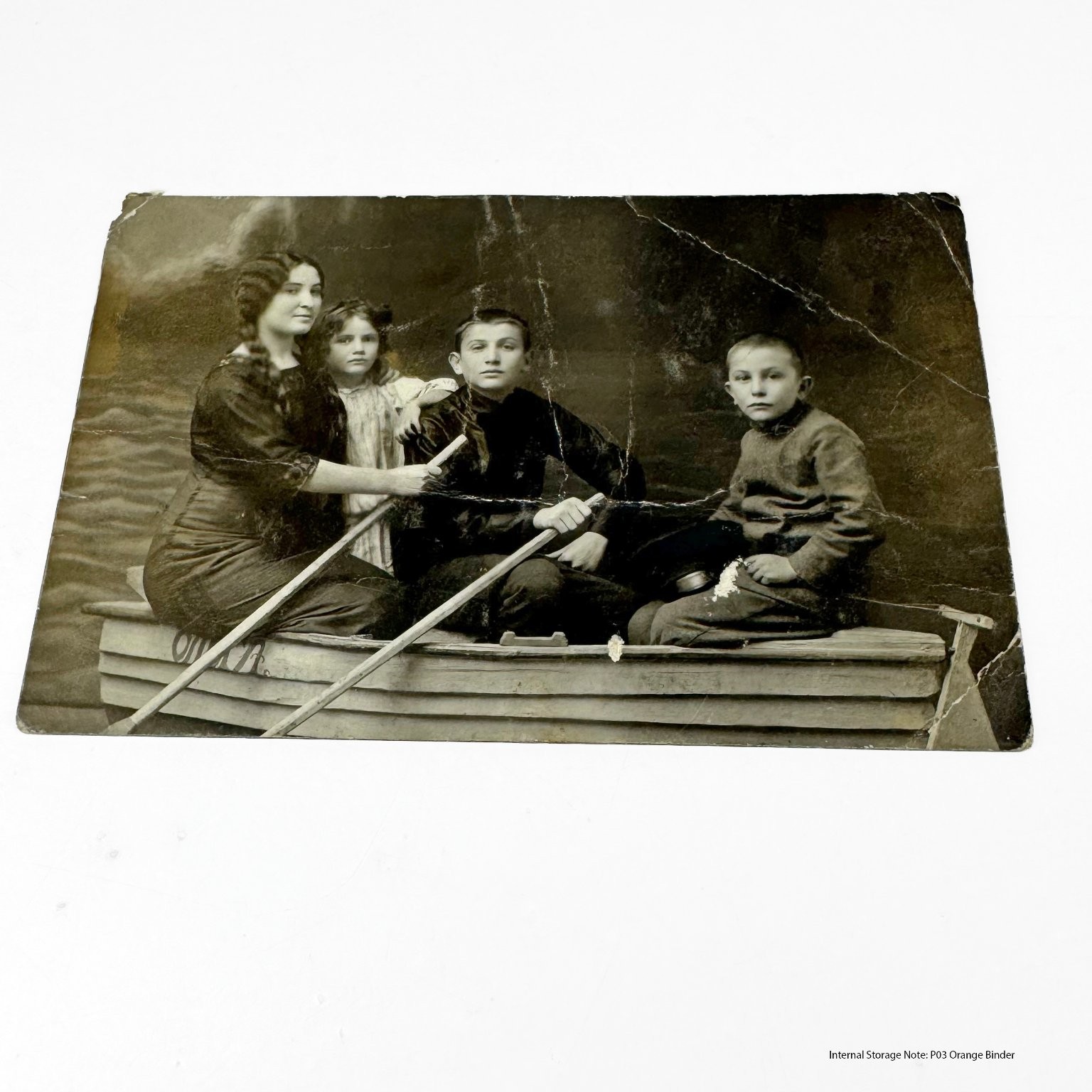 Antique RPPC 1900s Russian Family Portrait in Rowboat Photograph Postcard Antique RPPC 1900s Russian Family Portrait in Rowboat Photograph Postcard